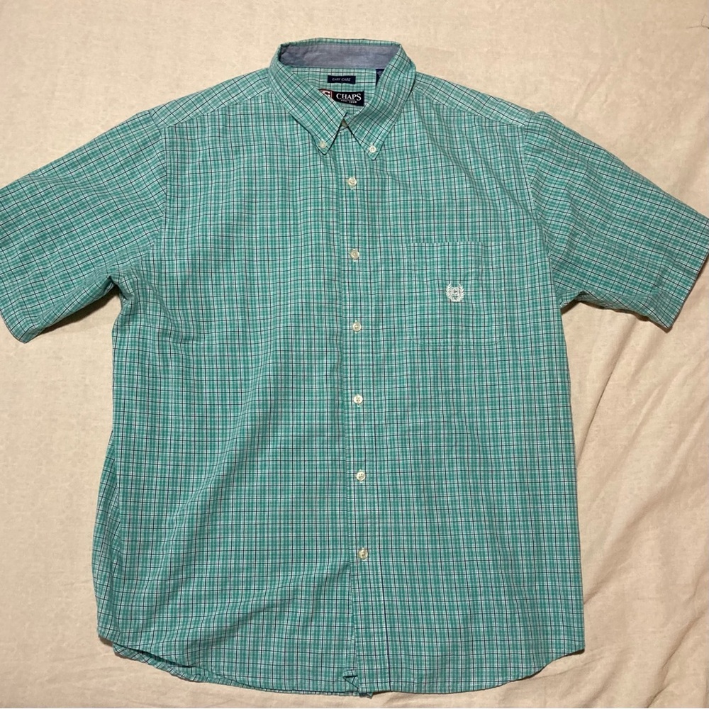 Chaps by Ralph Lauren‎ Stretch Easy Care Plaid Button Up Shirt | Navy Blue Check